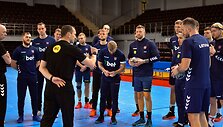 Lietuvos rankinio rinktinė rengiasi mačui Alytuje. 