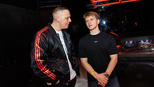 Vilniaus &bdquo;Hockey Punks&ldquo; čempioni&scaron;kasis vakarėlis. Vienas komandos lyderių Ilja Četvertakas (de&scaron;inėje).