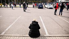 Žmonių eilės prie vakcinavimo centro &bdquo;Litexpo&ldquo;