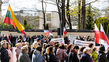 Vilniaus kra&scaron;to lenkų protesto akcija lenkų mokykloms apginti