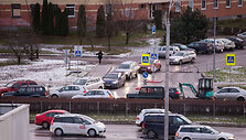 Slidaus kelio sustingdytas Vilniaus Laisvės prospektas
