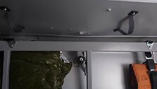 Greitosios pagalbos automobilis, ap&scaron;audytas netoli Hnutovo kaime dislokuotos 10-osios kalnų &scaron;turmo brigados.