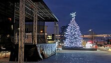 Raseinių kalėdinės eglės įžiebimo akimirka
