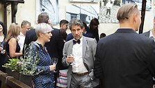 Leonardo Coheno skulptūros atidarymo akimirka 