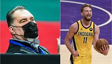 Domantas Sabonis (de&scaron;inėje) pagerino jo tėvui Arvydui priklausiusį rezultatyvių perdavimų rekordą
