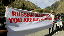 Sakartvele surengtas protestas prie&scaron; i&scaron;augusią rusų imigraciją