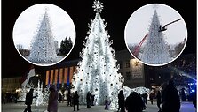 Buvusi Panevėžio Kalėdų eglė &scaron;iais metais su&scaron;vito Daugpilyje