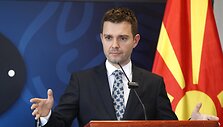 &Scaron;iaurės Makedonijos užsienio reikalų ministras Timčo Mucunski / Boris Grdanoski / AP