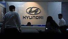 Pietų Korėjos automobilių gamintojos &bdquo;Hyundai&ldquo; logotipas / Ashish Vaishnav / ZUMAPRESS.com