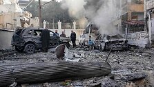 Smūgiai Sirijoje / MUHAMMAD HAJ KADOUR / AFP
