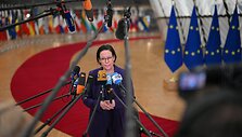 &Scaron;vedijos užsienio reikalų ministrė Maria Malmer Stenergard / NICOLAS TUCAT / AFP