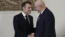 E. Macronas su libaniečių kolega Josephu Aounu / Bilal Hussein / AP