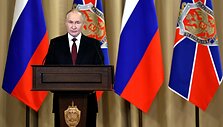 Vladimiras Putinas sako kalbą Rusijos saugumo agentūroje / Alexander Kazakov/Kremlin Pool / ZUMAPRESS.com