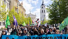 Profesinės sąjungos (G1PS) ir &bdquo;KArtu &ndash; Kairiųjų Aljanso&ldquo; eitynės  / BNS nuotr.