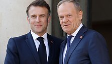 Emmanuelis Macronas ir Donaldas Tuskas / LUDOVIC MARIN / AFP