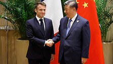 Emmanuelis Macronas ir Xi Jinpingas / LUDOVIC MARIN / AFP