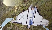 Gaižiūnų poligone nukritęs dronas. / Lietuvos kariuomenės nuotr.
