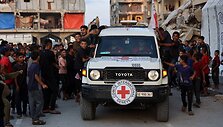 Raudonojo Kryžiaus automobilis Gazos Ruože / OMAR AL-QATTAA / AFP