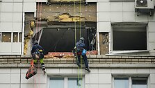 Daugiabutis po dronų atakos Rusijoje /  / AP