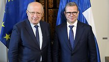 A. Kubilius su Suomijos ministru pirmininku Petteriu Orpo / VESA MOILANEN / AFP