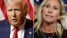Donaldas Trumpas ir Marjorie Taylor Greene / KAMIL KRZACZYNSKI JIM WATSON / AFP