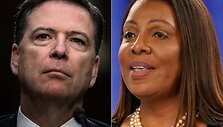 Jamesas Comey ir Letitia James / BRENDAN SMIALOWSKI TIMOTHY A. CLARY / AFP