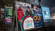Plakatai &Scaron;veicarijoje / FABRICE COFFRINI / AFP