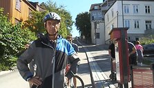 VIDEO kadras: Trondheime, Norvegijoje, įrengtas pirmasis pasaulyje dviračių keltuvas