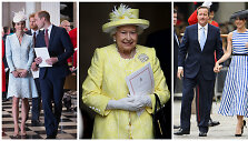Kembridžo hercogienė Catherine, princas Williamas, karalienė Elizabeth II ir premjeras Davidas Cameronas su žmona Samantha