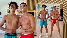 Cristiano Ronaldo su sūnumi Cristiano jaunesniuoju