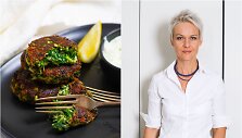Nida Degutienė ir jos kepti &scaron;pinatų, žirnelių ir var&scaron;kės paplotėliai