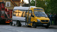 Mar&scaron;rutinis mikroautobusas po avarijos