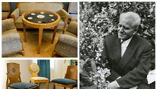 Jonas Prapuolenis ir jo sukurti baldai.