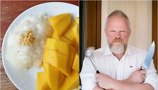 Vytaras Radzevičius ir jo gamintas lipnių ryžių ir mango desertas