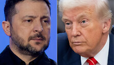 Volodymyras Zelenskis ir Donaldas Trumpas / TETIANA DZHAFAROVA SAUL LOEB / AFP