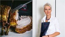 Nida Degutienė ir jos keptas kiaulienos &scaron;onkaulių kepsnys