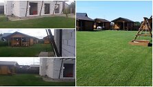 Į &Scaron;ventąją atvykę poilsiautojai nustebo i&scaron;vydę namelius &scaron;alia statybvietės (nuotraukos kairėje). Internete skelbiamose nuotraukose &ndash; nė ženklo, kad &scaron;alia statomas namas.