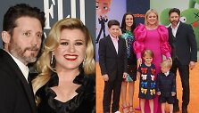 Kelly Clarkson ir Brandonas Blackstockas su vaikais