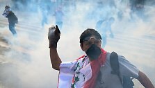 Protestuotojas Peru, palaikantis buvusį prezidentą Pedro Castillo