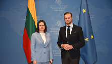 Gabrielius Landsbergis susitiko su Baltarusijos demokratinių jėgų lydere Sviatlana Cichanouskaja