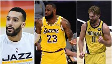 LeBronas Jamesas (viduryje) pirmiau pasirinko Domantą Sabonį, o ne Rudy Gobert'ą.