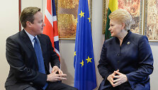 Didžiosios Britanijos premjeras Davidas Cameronas ir Lietuvos prezidentė Dalia Grybauskaitė.