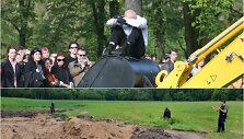 Asociatyvi iliustracija: trupės &bdquo;Beau Geste&ldquo; pasirodymo Vilniuje akimirka ir įkalčių rinkimas įvykio vietoje, prie Vedrių piliakalnio.