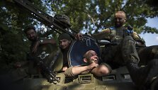 Ukrainiečių kariai netoli Marjinkos miestelio, Ukrainoje
