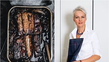 Nida Degutienė ir jos gamintas patiekalas