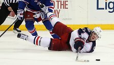 Mattas Hunwickas ir Ryanas Johansenas (nukritęs)