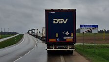 Krovininių automobilių eilė pasienyje su Baltarusija