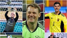Penkis kartus geriausiu pasaulio vartininku rinktas Manuleis Neueris (viduryje) yra vienas ry&scaron;kiausių &scaron;ios pozicijos žaidėjų Europos čempionate.