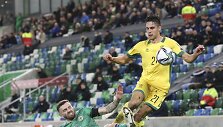 &Scaron;iaurės Airija &ndash; Lietuva mačo akimirka. Dominykas Barauskas