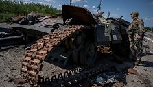 Sunaikintas rusų tankas prie Robotynės